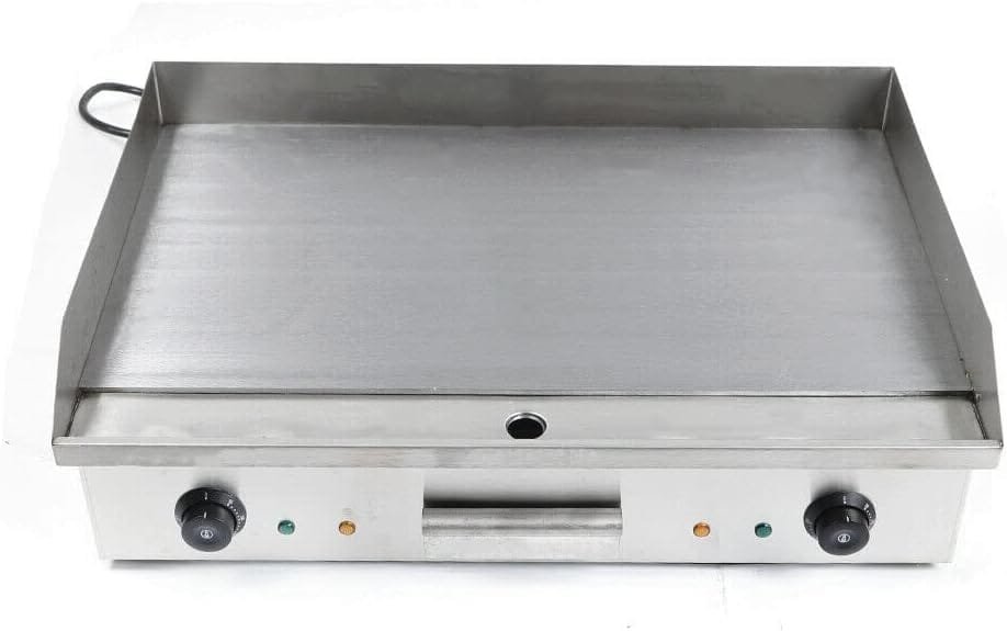 Commercial Griddle, 3000W 110V Commercial Electric Countertop Griddle Stainless Steel Flat Top Grill Hot Plate BBQ 50°C to 300°C Adjustable Easy Clean