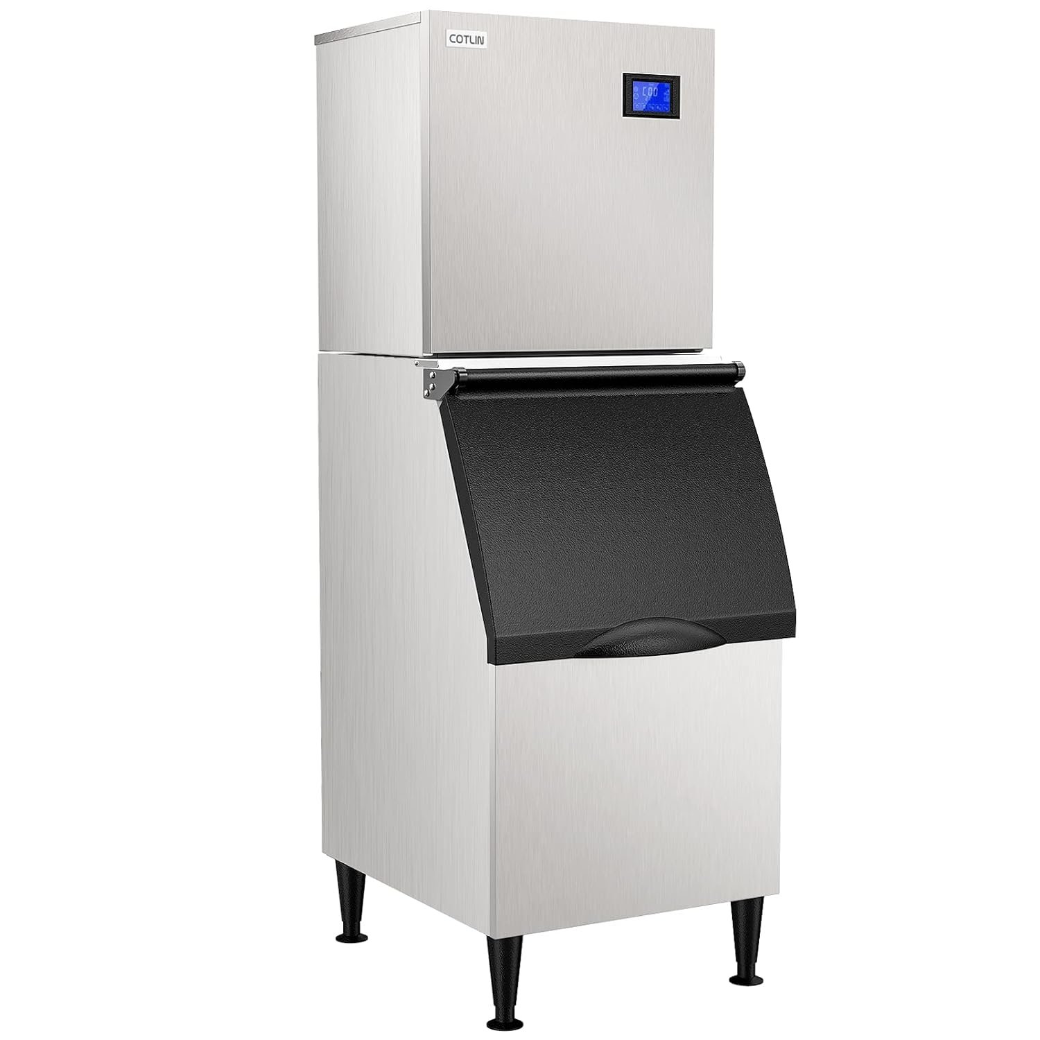 Commercial Ice Maker Machine 400LBS/24H with 350LBS Large Storage Bin, 22 Air Cooled Industrial Modular Ice Machine Stainless Steel Clear Cube Perfect for Restaurant Bussiness