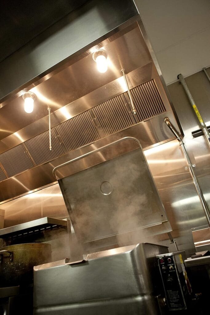 Commercial Kitchen Restaurant Duty Exhaust Hood, Wall Canopy Stainless Steel Exhaust Hood with Baffle Hood Filters, High Temperature Light Fixtures, and 10” Round Exhaust Riser (5 Long Hood) Commercial Kitchen Restaurant Duty Exhaust Hood, Wall Canopy Stainless Steel Exhaust Hood with Baffle Hood Filters, High Temperature Light Fixtures, and 10” Round Exhaust Riser (5 Long Hood)