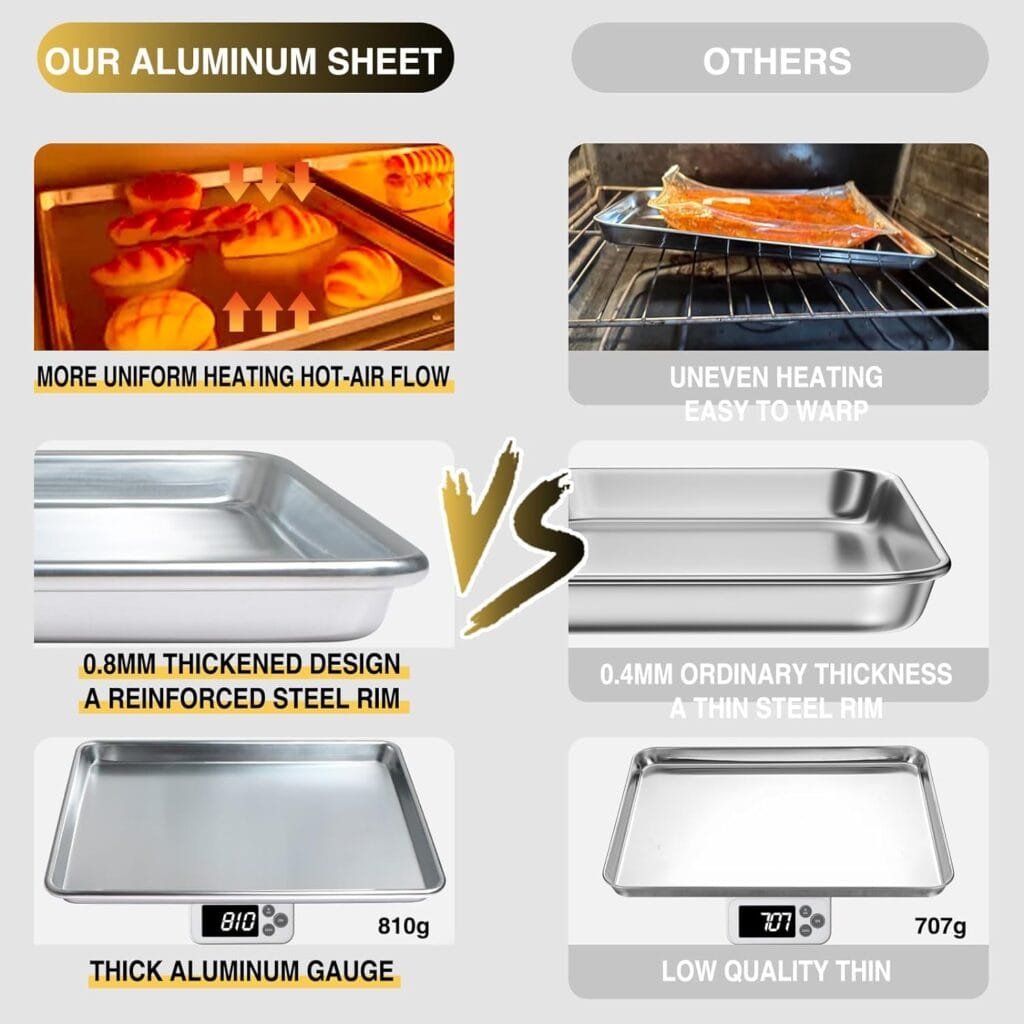 Commercial Quality Baking Sheet Pan Set, Natural Aluminum Cookie Sheet, Umite Chef Warp Resistant Nonstick Bakers Half Sheet Pan, Large Thick Cookie Tray Pans for Baking, Roasting(2 Pack, 18X13Inch) Commercial Quality Baking Sheet Pan Set, Natural Aluminum Cookie Sheet, Umite Chef Warp Resistant Nonstick Bakers Half Sheet Pan, Large Thick Cookie Tray Pans for Baking, Roasting(2 Pack, 18X13Inch)