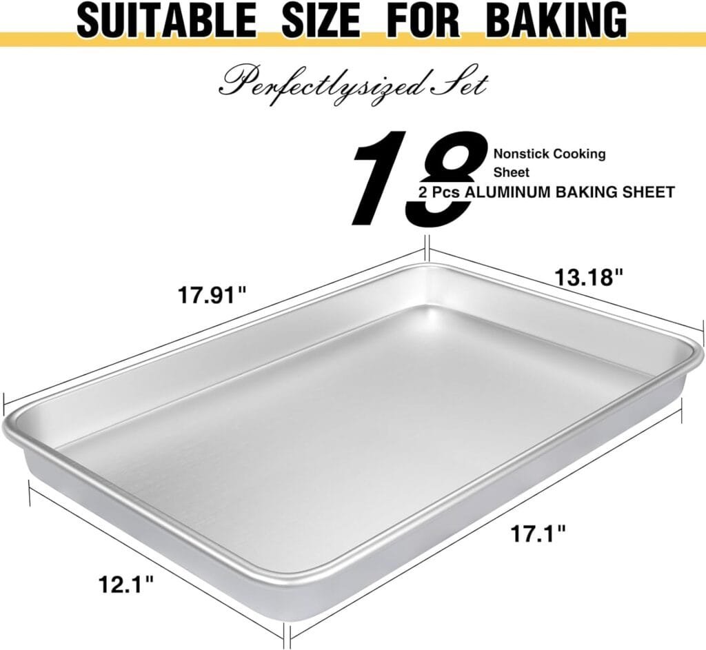 Commercial Quality Baking Sheet Pan Set, Natural Aluminum Cookie Sheet, Umite Chef Warp Resistant Nonstick Bakers Half Sheet Pan, Large Thick Cookie Tray Pans for Baking, Roasting(2 Pack, 18X13Inch) Commercial Quality Baking Sheet Pan Set, Natural Aluminum Cookie Sheet, Umite Chef Warp Resistant Nonstick Bakers Half Sheet Pan, Large Thick Cookie Tray Pans for Baking, Roasting(2 Pack, 18X13Inch)