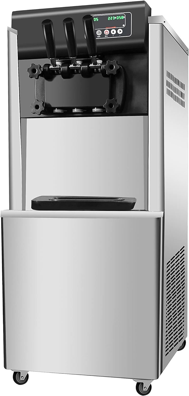 Commercial Soft Ice Cream Machine,Soft Serve Ice Cream Machine,50-60L/H Stainless Steel 3 Flavors 2+1 Color Sweet Cone Ice Cream Maker,Two EMBRACO Brand Compressors Precooling Function Auto Clean Big Output Capacity Meet 5-6 Persons Ice Cream Maker Machine Commercial Soft Ice Cream Machine,Soft Serve Ice Cream Machine,50-60L/H Stainless Steel 3 Flavors 2+1 Color Sweet Cone Ice Cream Maker,Two EMBRACO Brand Compressors Precooling Function Auto Clean Big Output Capacity Meet 5-6 Persons Ice Cream Maker Machine