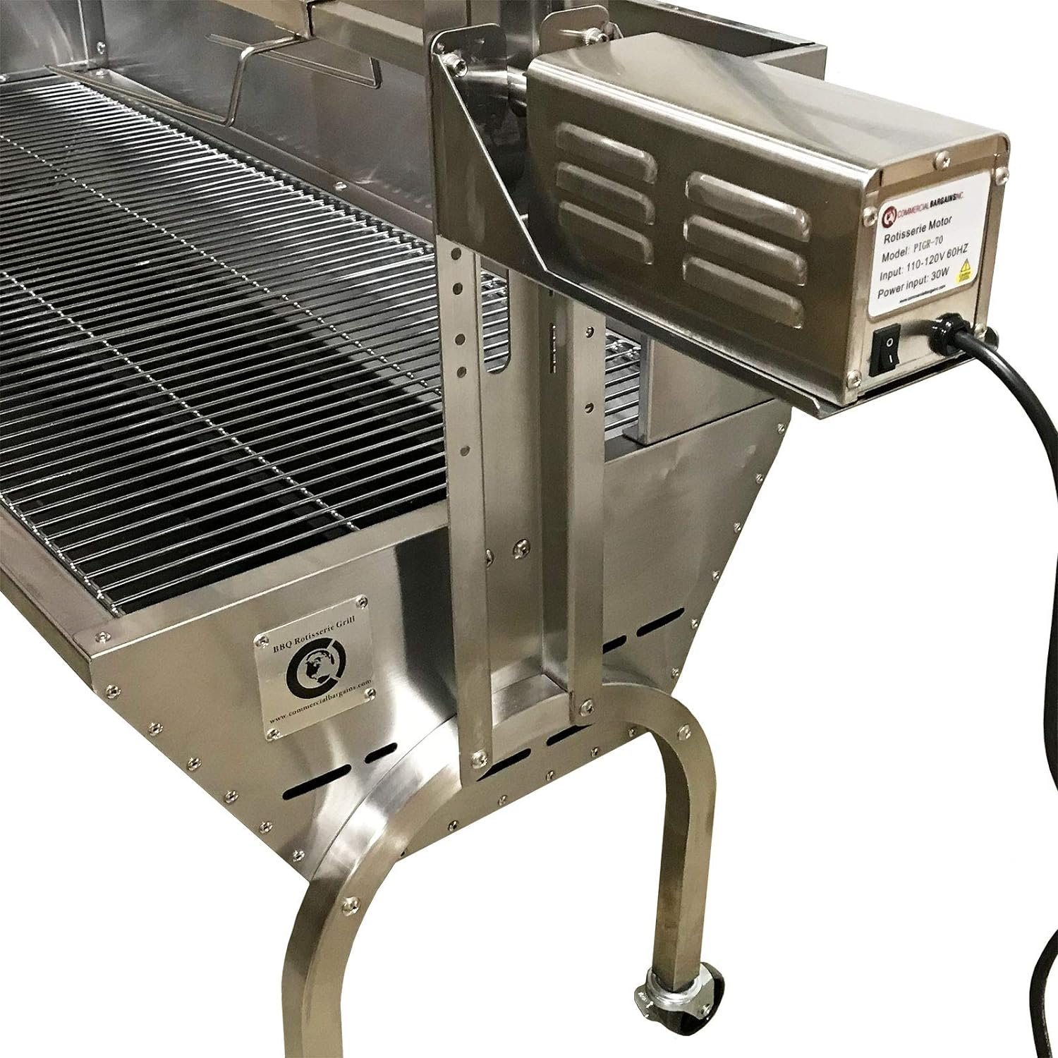 COMMERCIALBARGAINSINC Portable BBQ Whole Pig, Lamb, Goat Charcoal Spit Rotisserie Roaster Grill, 30 Watt Motor, 201 Stainless Steel, with Back Cover Guard