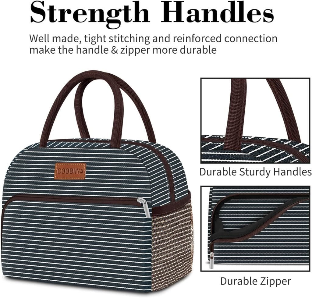 Coobiiya Lunch Bag Women, Lunch Box Lunch Bag for Women Adult Men, Small Leakproof Cute Lunch Tote Large Capacity Reusable Insulated Cooler Lunch Container for Work/Office/Picnic/Travel-Black Coobiiya Lunch Bag Women, Lunch Box Lunch Bag for Women Adult Men, Small Leakproof Cute Lunch Tote Large Capacity Reusable Insulated Cooler Lunch Container for Work/Office/Picnic/Travel-Black