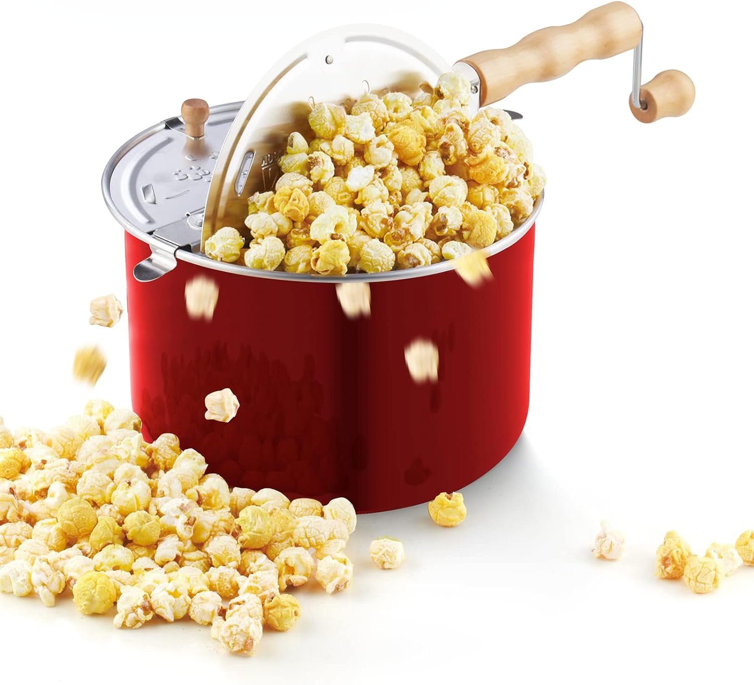 Cook N Home 02626 6 Quart Aluminium Stovetop Popcorn Popper Silver