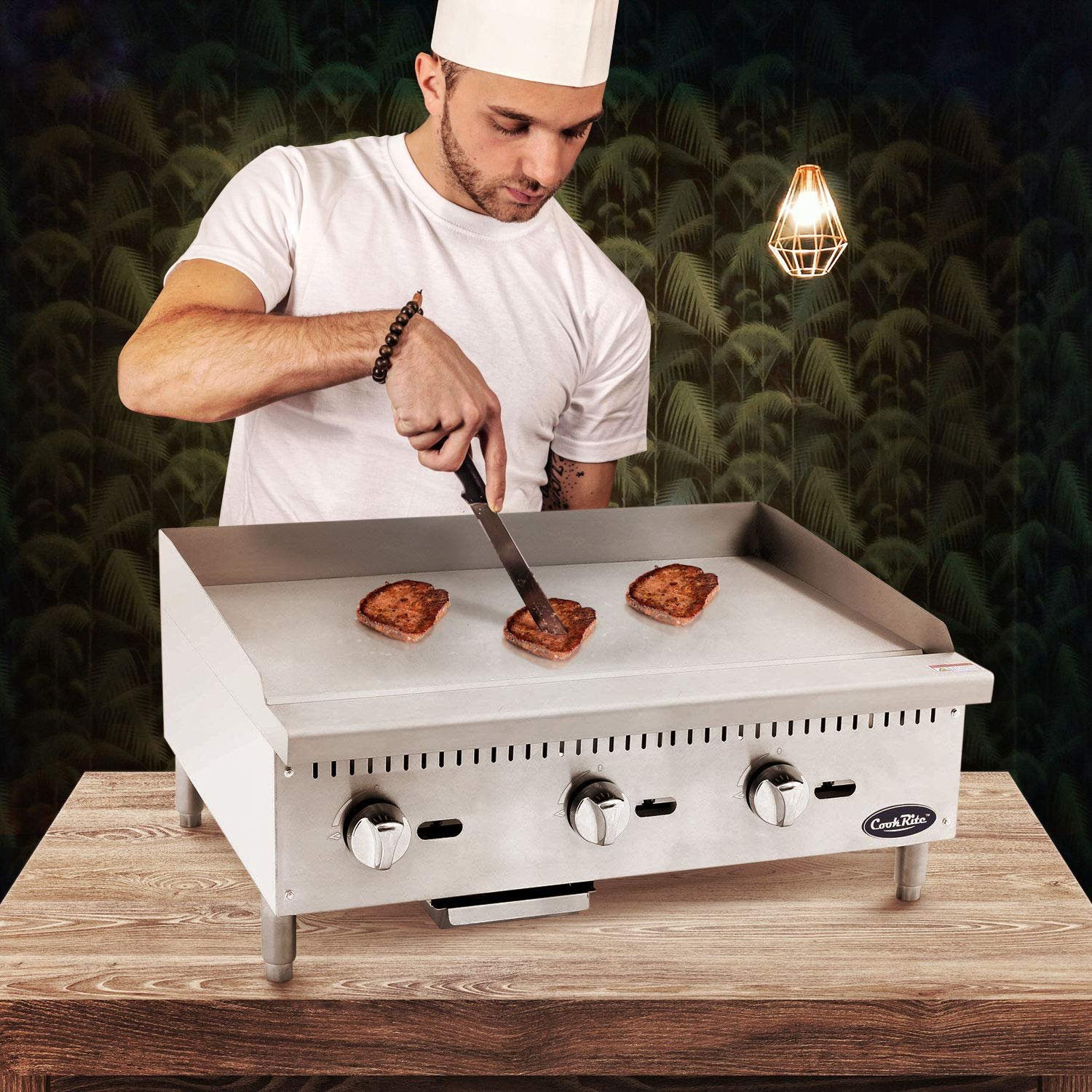 Cook Rite ATMG-36 Commercial Griddle Heavy Duty Manual Flat Top Restaurant Griddle Stainless Steel Portable Grill Natural Gas 36 Countertop - 90,000 BTU Cook Rite ATMG-36 Commercial Griddle Heavy Duty Manual Flat Top Restaurant Griddle Stainless Steel Portable Grill Natural Gas 36 Countertop - 90,000 BTU