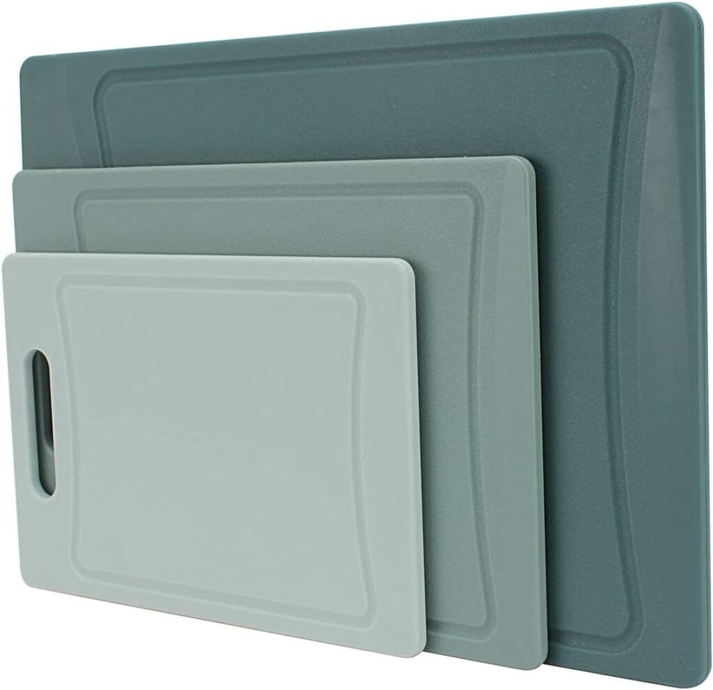COOK WITH COLOR Cutting Board Set- 3 Pc. Kitchen Cutting Board Set - Large, Medium and Small Cutting Boards with Non Slip Bottom for Meat, Veggies, Fruits, Easy Grip Handle (Mint)
