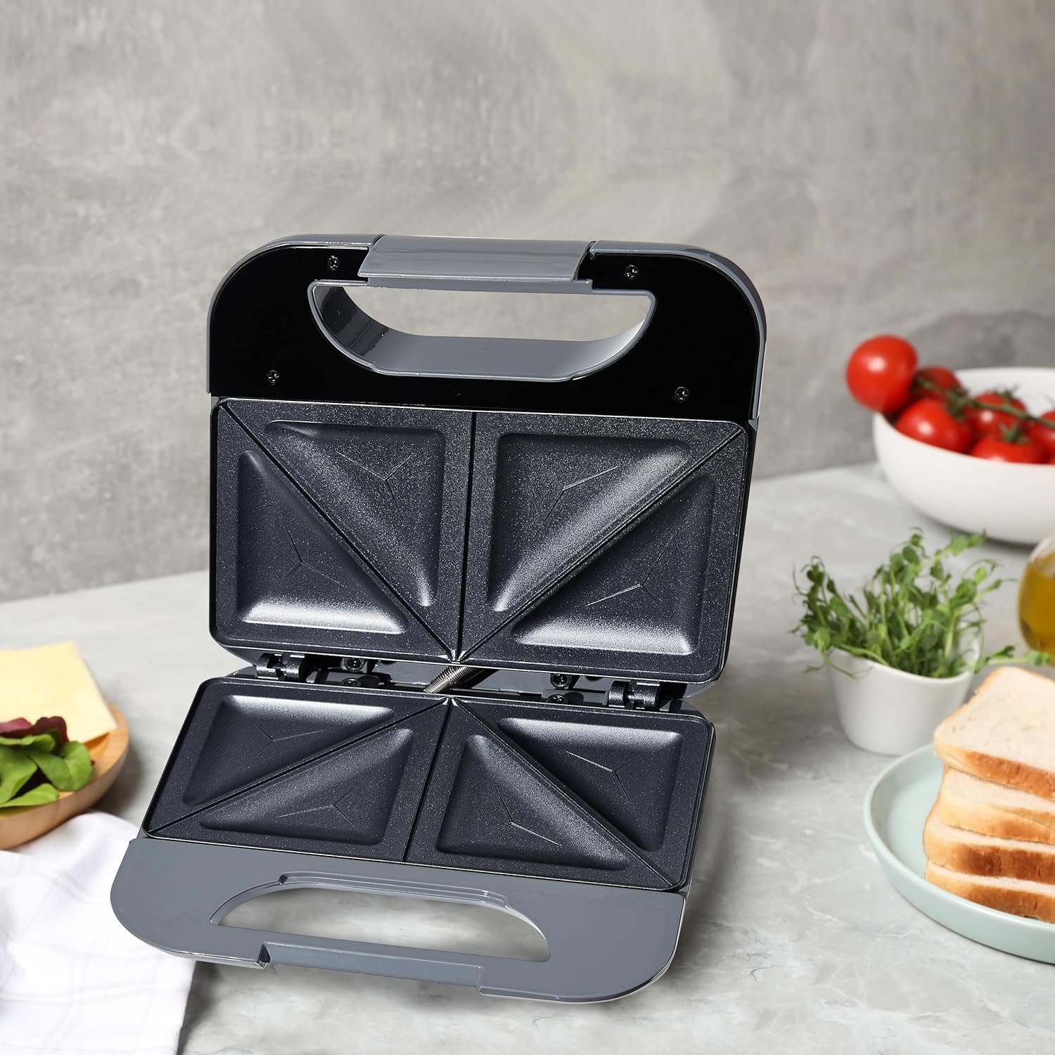 COOK WITH COLOR Sandwich Maker - 750-Watt, Non-Stick Plates, Easy-to-Clean, Cool Touch Housing and Skid Resistant Feet, Sage COOK WITH COLOR Sandwich Maker - 750-Watt, Non-Stick Plates, Easy-to-Clean, Cool Touch Housing and Skid Resistant Feet, Sage
