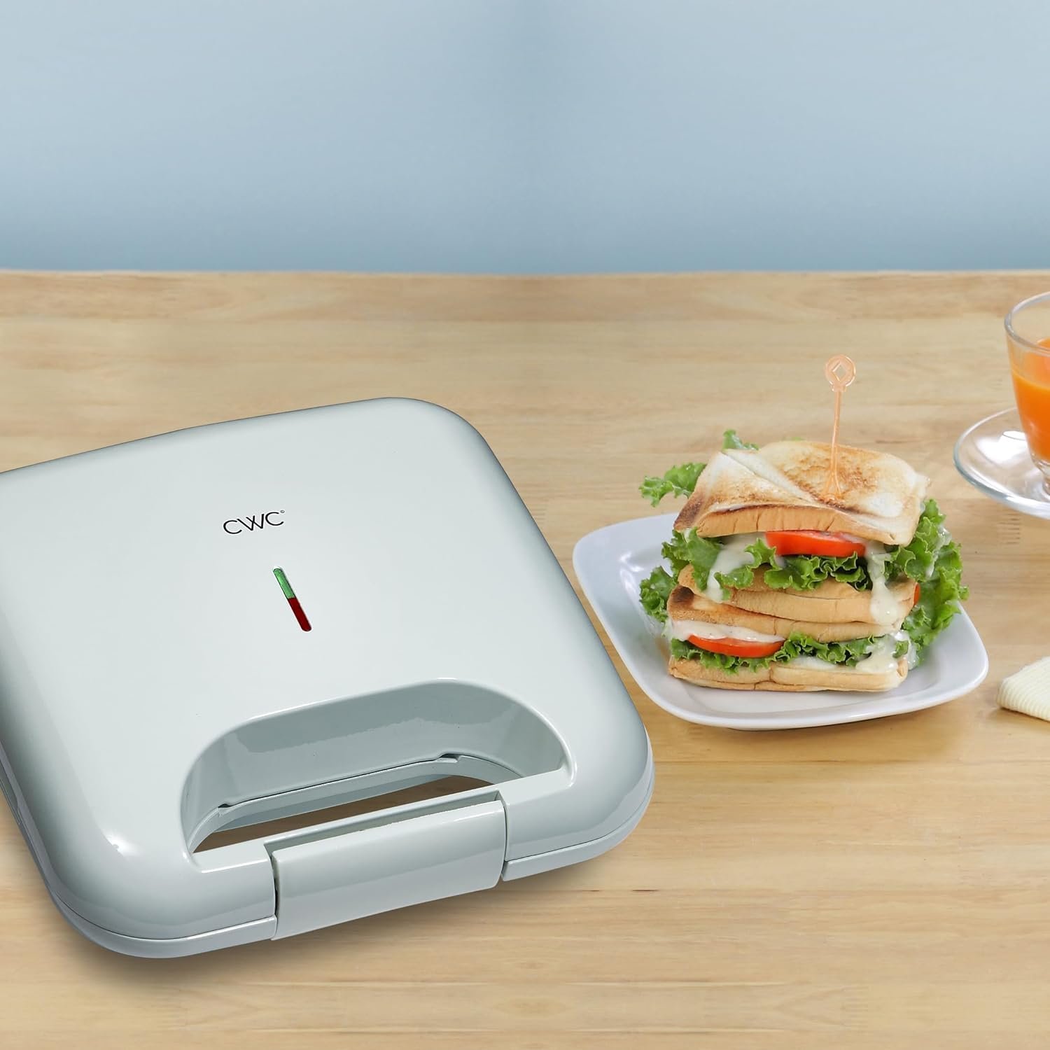 COOK WITH COLOR Sandwich Maker - 750-Watt, Non-Stick Plates, Easy-to-Clean, Cool Touch Housing and Skid Resistant Feet, Sage COOK WITH COLOR Sandwich Maker - 750-Watt, Non-Stick Plates, Easy-to-Clean, Cool Touch Housing and Skid Resistant Feet, Sage