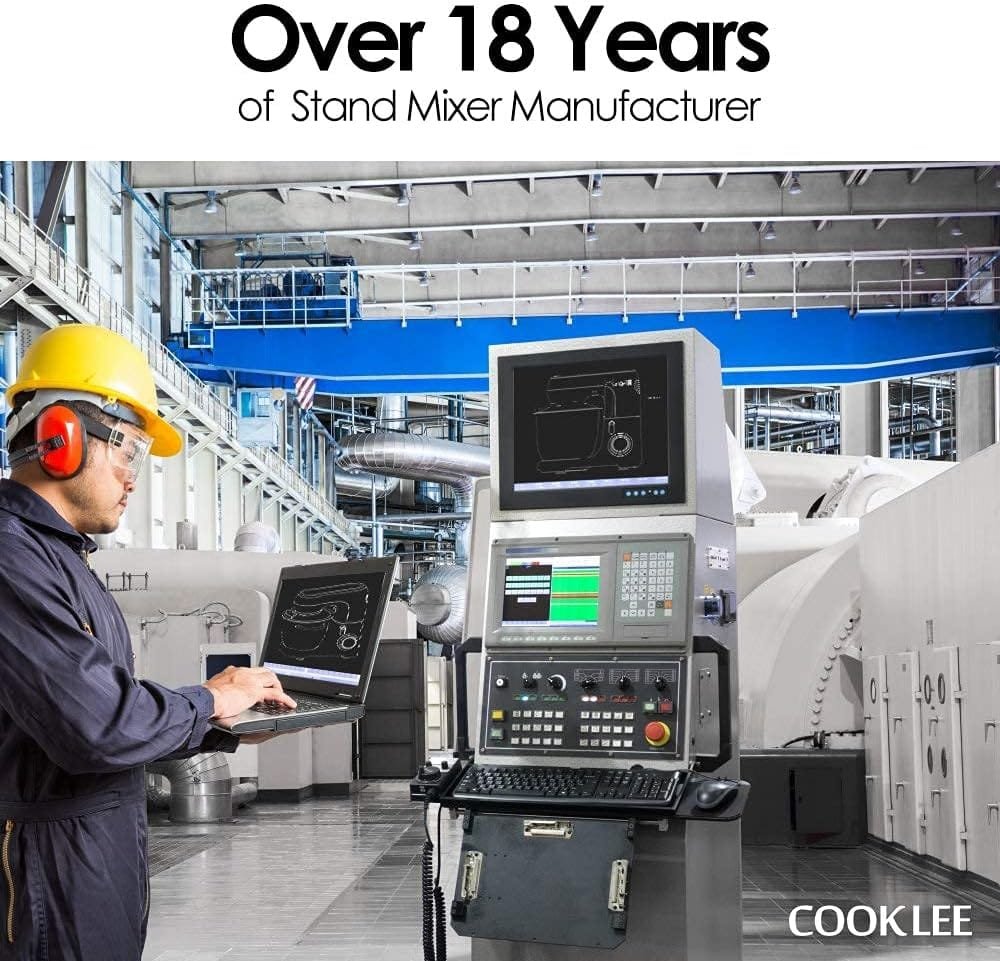 COOKLEE Stand Mixer, 9.5 Qt. 660W 10-Speed Electric Kitchen Mixer with Dishwasher-Safe Dough Hooks, Flat Beaters, Wire Whip  Pouring Shield Attachments for Most Home Cooks, SM-1551, Ruby Red