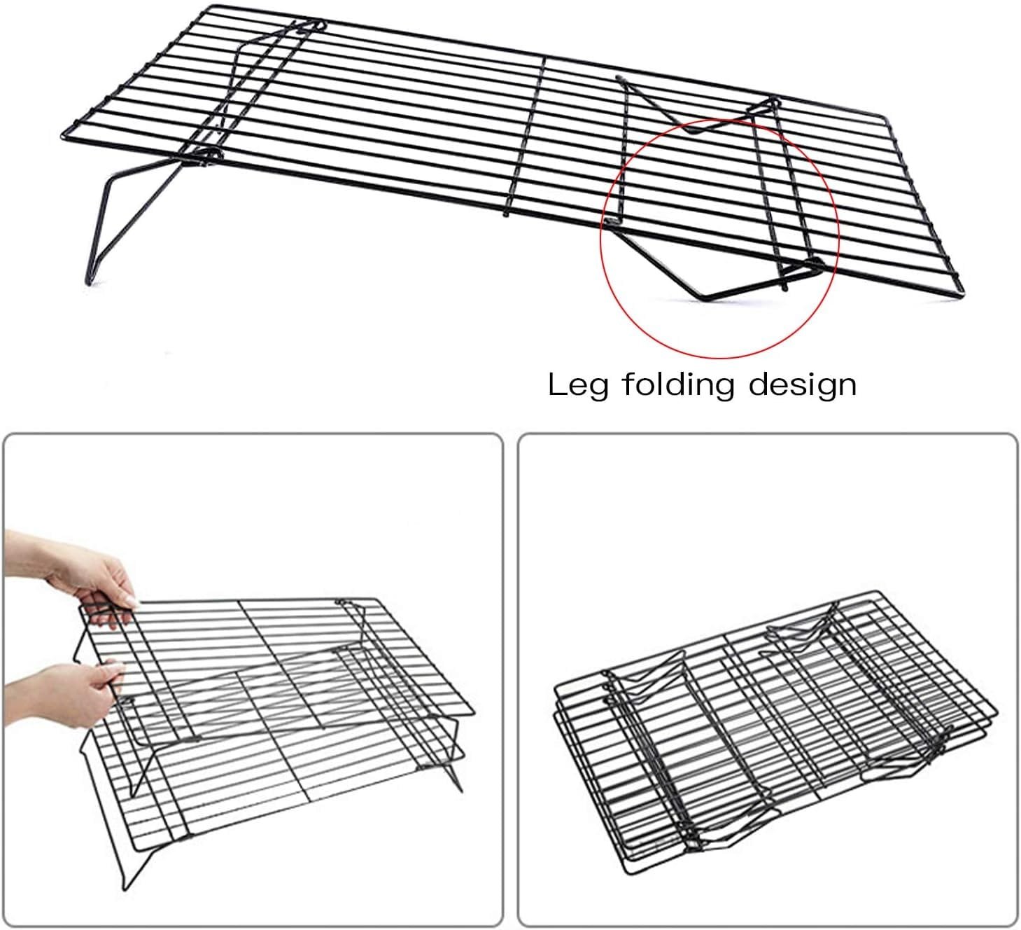 Cooling Rack, 3-Tier Stainless Steel Stackable Baking Cooking Cooling Racks for Cooling Roasting Grilling, Collapsible Heavy Duty, Oven Dishwasher Safe Cooling Rack, 3-Tier Stainless Steel Stackable Baking Cooking Cooling Racks for Cooling Roasting Grilling, Collapsible Heavy Duty, Oven Dishwasher Safe