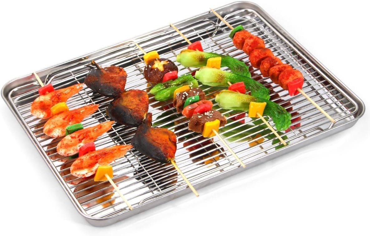 Cooling Rack Set of 3, Baking Rack Stainless Steel Wire Rack for Baking Cooking Roasting Grilling Cooling, 15” x 11” x 0.5” Wire Racks, Fit Various Size Cookie Sheets Oven