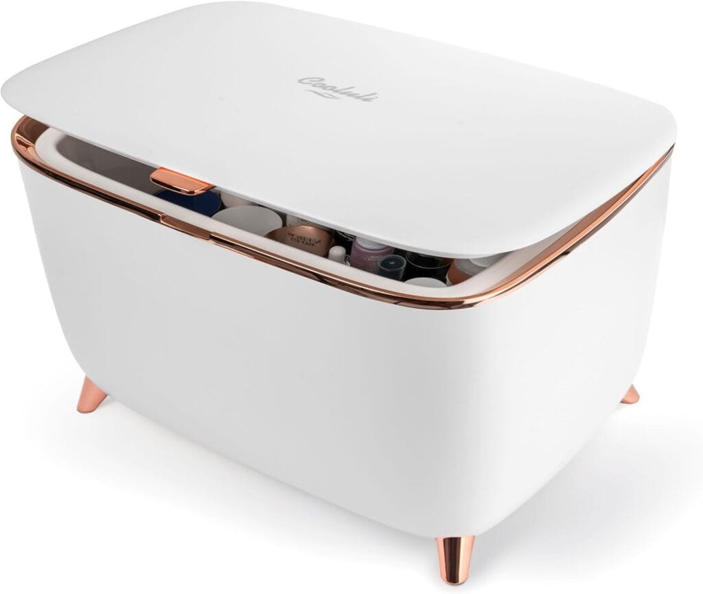 Cooluli Glam 9L Mini Skincare Fridge - White Mini Fridge for Skin Care Accessories, Makeup, Cosmetics and Facial Masks Storage - Ideal Birthday and Christmas Gift for Women and Teen Girls