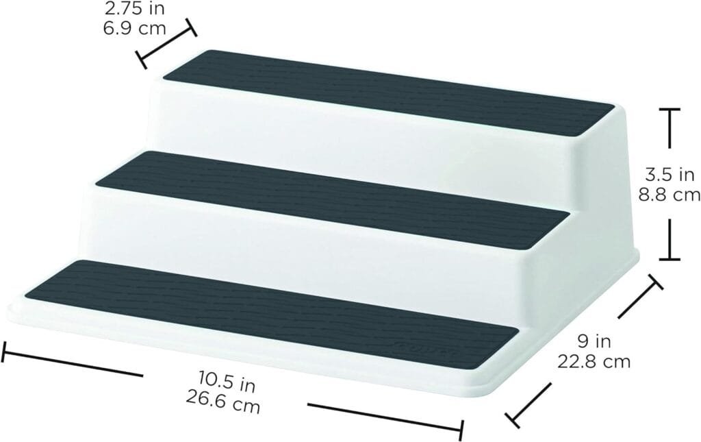 Copco 2555-0188 Non-Skid 3-Tier Spice Pantry Kitchen Cabinet Organizer, 15-Inch, White/Gray