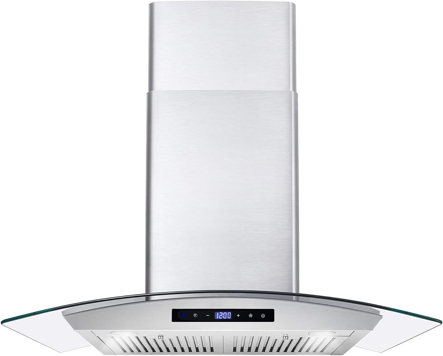 COSMO COS-668AS750 30 in. Wall Mount Range Hood with 380 CFM, Curved Glass, Ducted Convertible Ductless (additional filters needed, not included), 3 Speeds, Permanent Filters in Stainless Steel COSMO COS-668AS750 30 in. Wall Mount Range Hood with 380 CFM, Curved Glass, Ducted Convertible Ductless (additional filters needed, not included), 3 Speeds, Permanent Filters in Stainless Steel