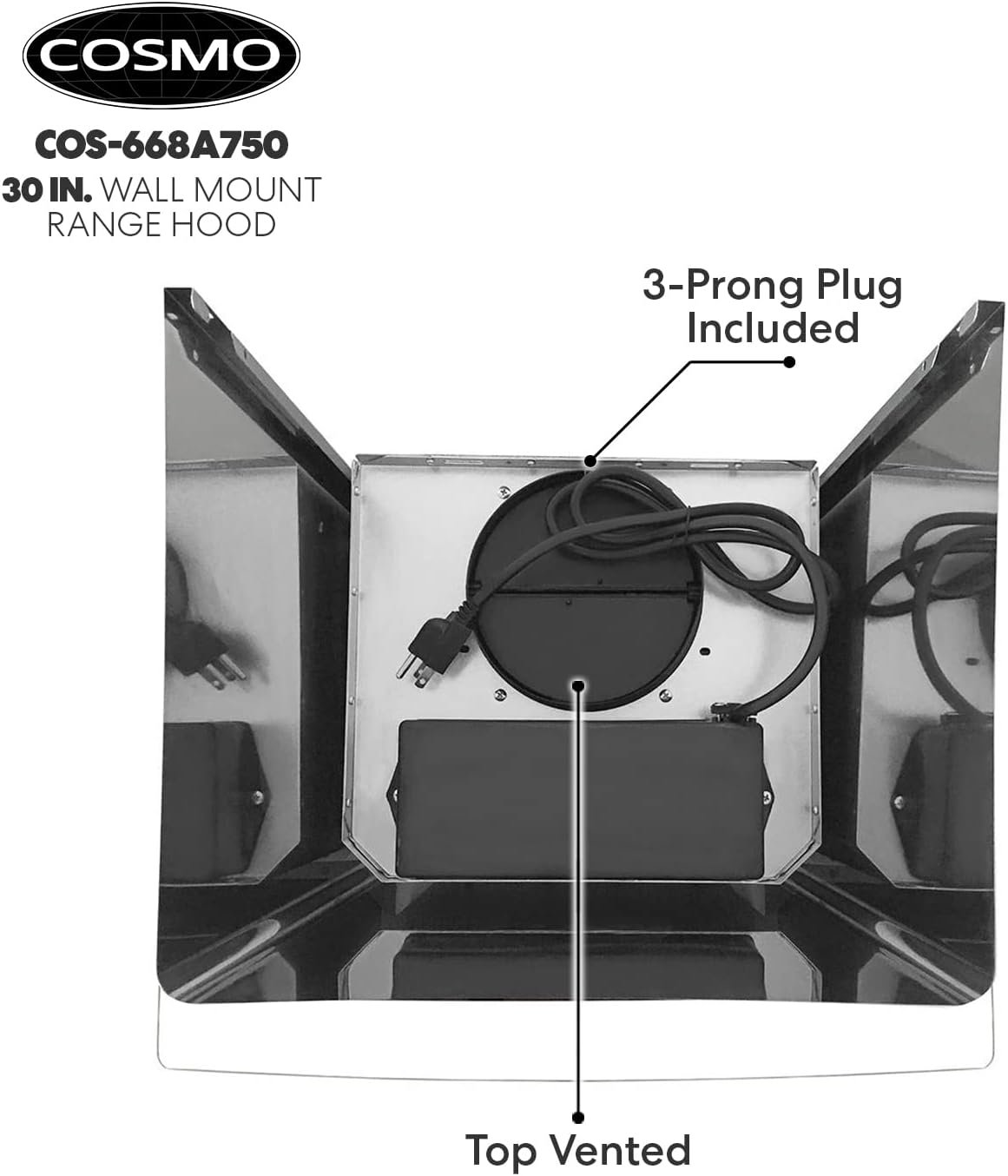cosmo-cos-668as750-30-in-wall-mount-range-hood-with-380-cfm-curved-glass-ducted-convertible-ductless-additional-filters- - Cooking Appliance World