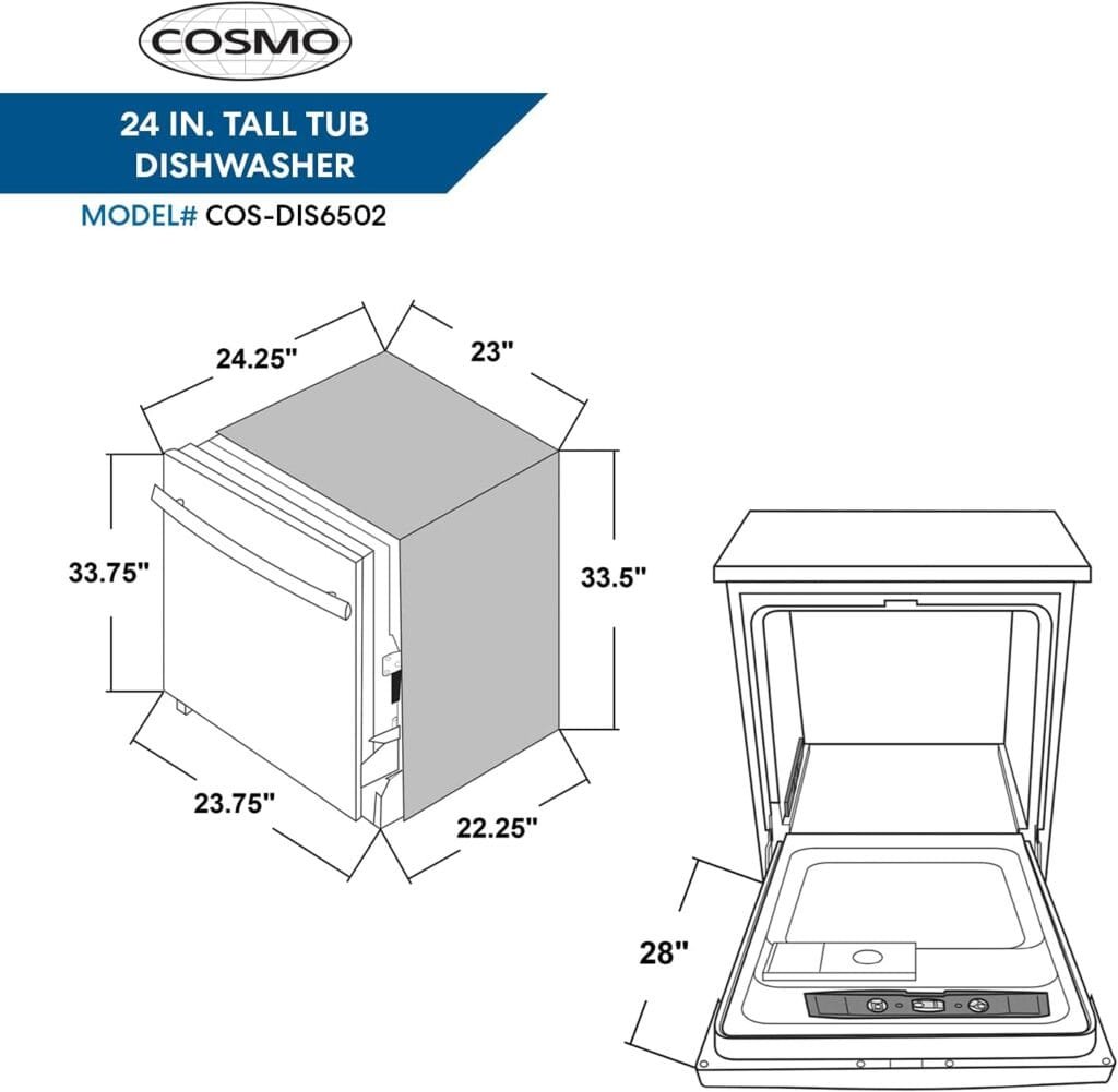 COSMO COS-DIS6502 24 in. Dishwasher in Fingerprint Resistant Stainless Steel with Stainless Steel Tub