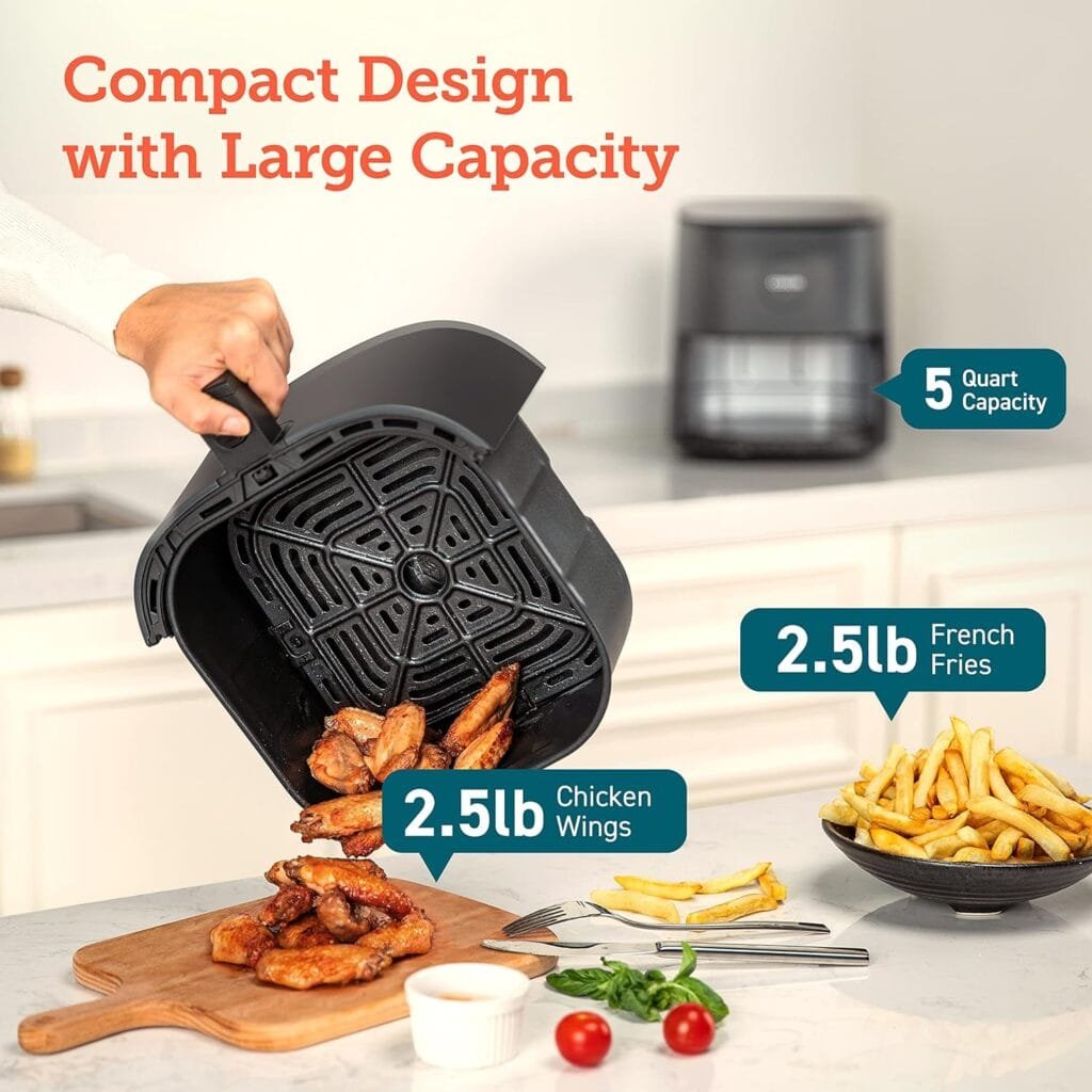 COSORI Air Fryer Pro LE 5-Qt Airfryer, Quick and Easy Meals, UP to 450℉, Quiet, 85% Oil less, 130+ Recipes , 9 Customizable Functions, SHAKE Reminder, Compact, Dishwasher Safe