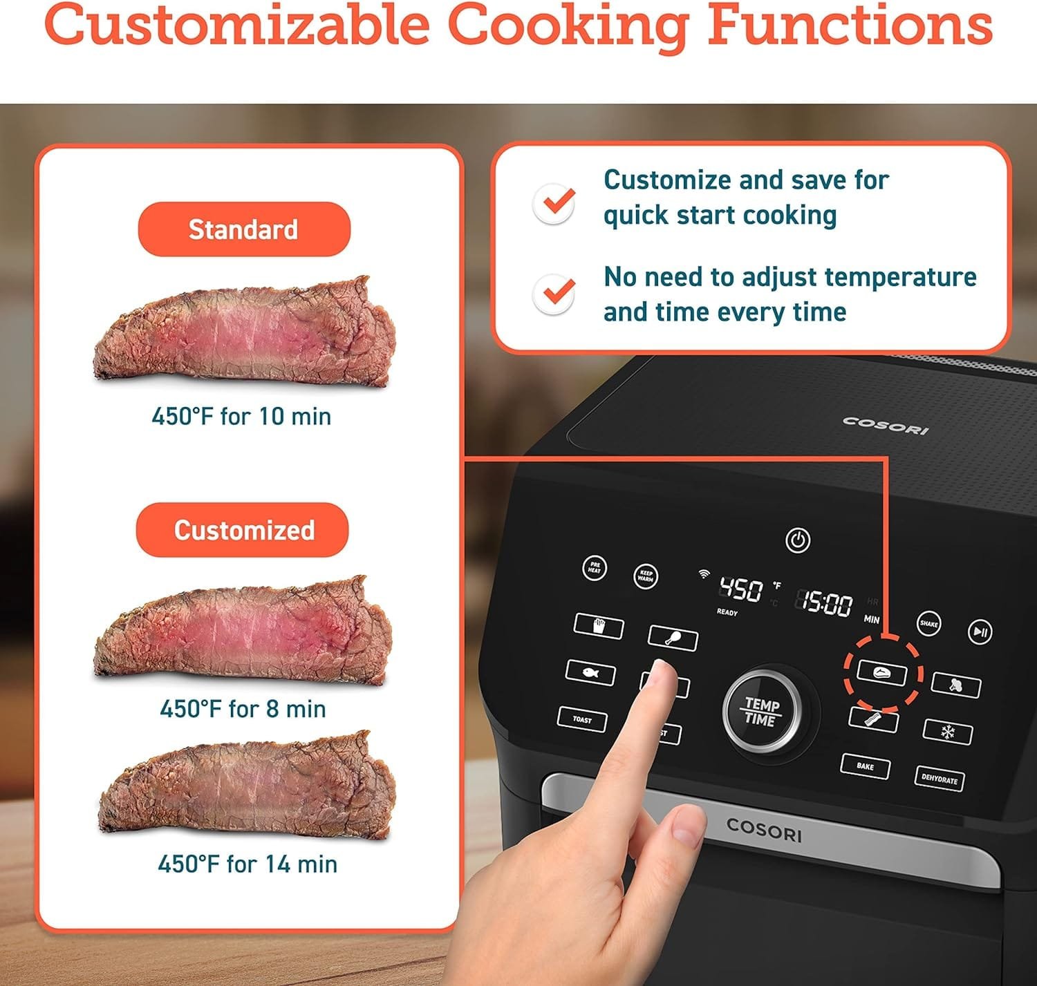 COSORI Air Fryer Toaster Oven Combo, 10 Qt Family Size, 14-in-1 Functions with Dehydrate, Roast, Smart Control Through Phone  Voice, 1000+ In-APP Recipes  6 Dishwasher -Safe Accessories, Black