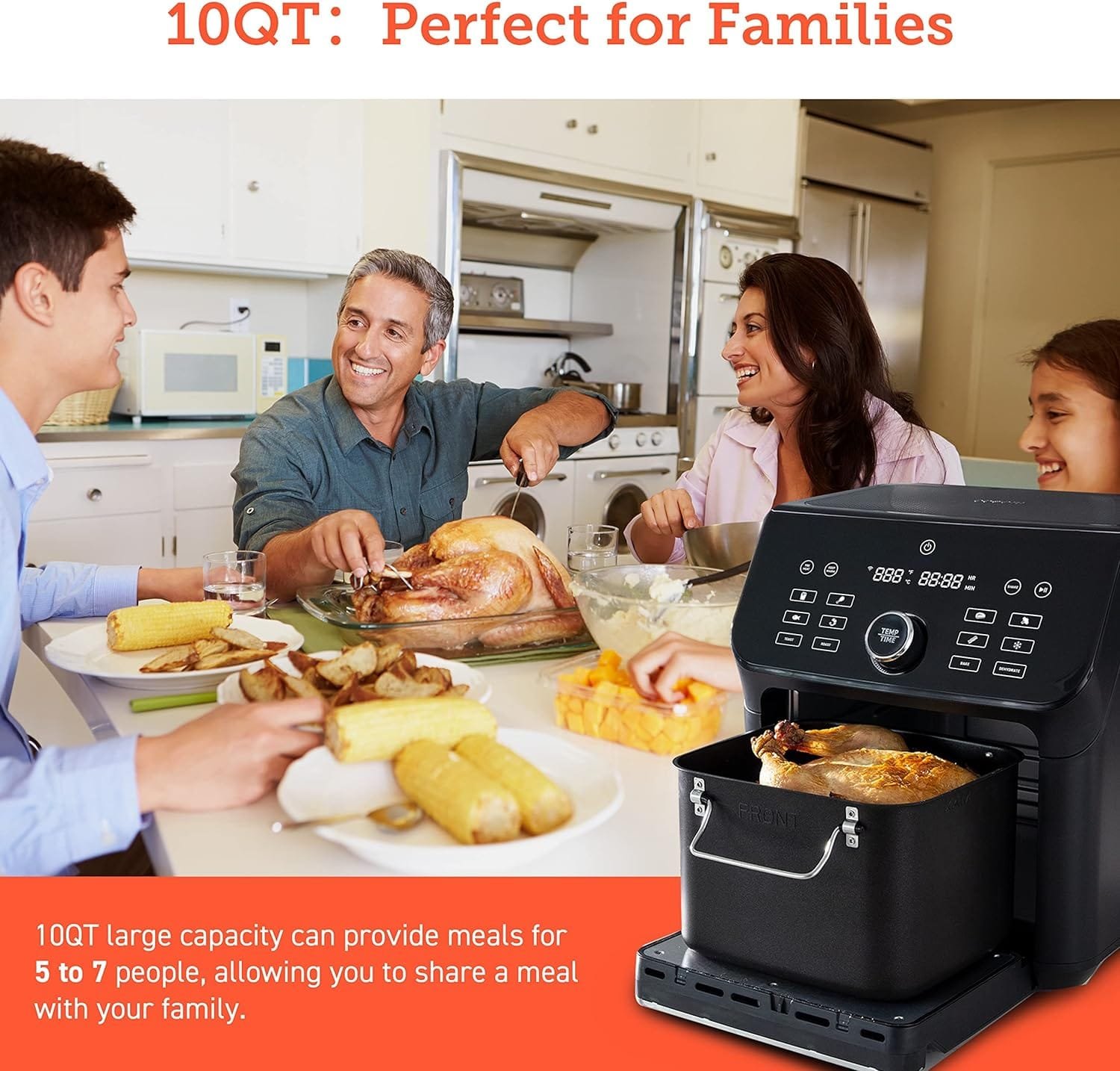 COSORI Air Fryer Toaster Oven Combo, 10 Qt Family Size, 14-in-1 Functions with Dehydrate, Roast, Smart Control Through Phone  Voice, 1000+ In-APP Recipes  6 Dishwasher -Safe Accessories, Black