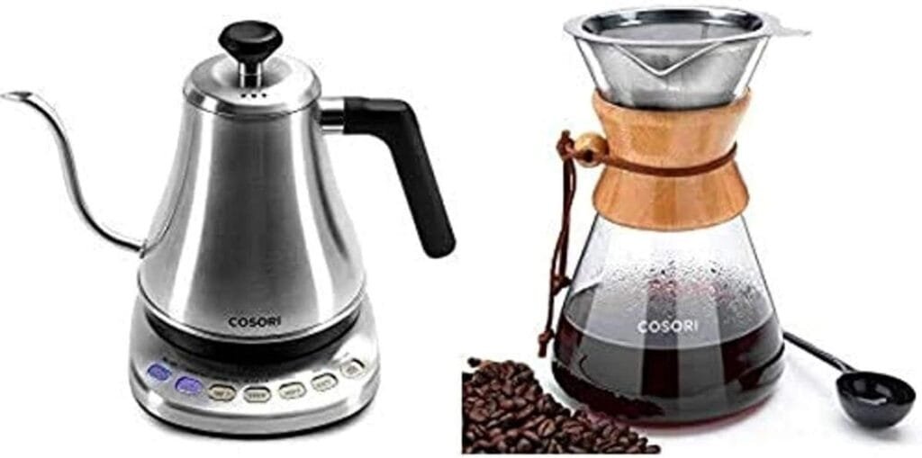 COSORI Electric Gooseneck Kettle with 5 Temperature Control Presets, Pour Over Kettle for Coffee  Tea, Hot Water Boiler, 100% Stainless Steel Inner Lid  Bottom, 1200W/0.8L