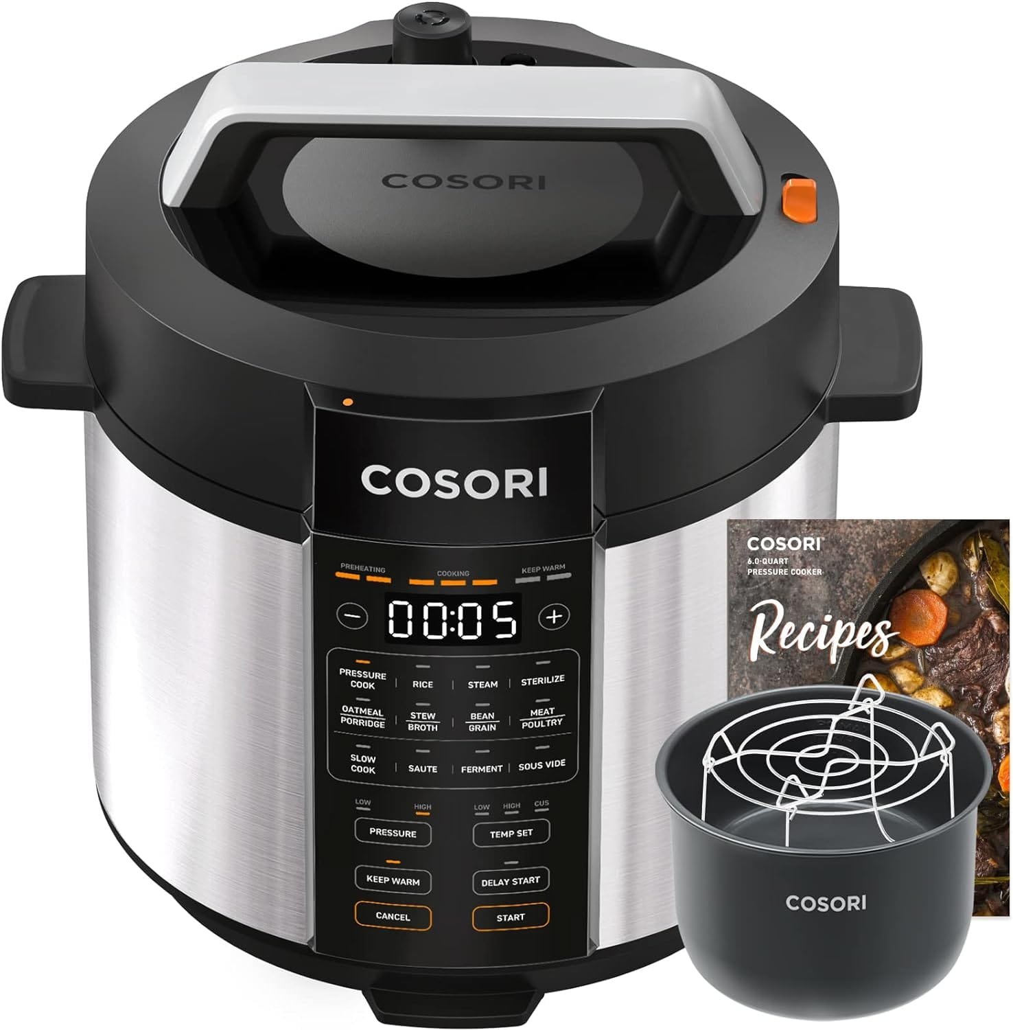cosori-electric-pressure-cooker-6-quart-9-in-1-instant-multi-cooker-13-presets-rice-slow-saute-pot-sous-vide-sterilizer- - Cooking Appliance World