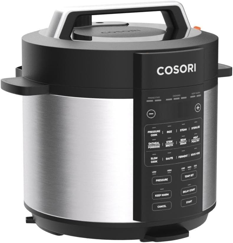 COSORI Electric Pressure Cooker 6 Quart, 9-in-1 Instant Multi Cooker, 13 Presets, Rice Slow Sauté Pot, Sous Vide, Sterilizer, Recipes, 1100W, Stainless Steel, Olla de Presion Electrica Multiuso