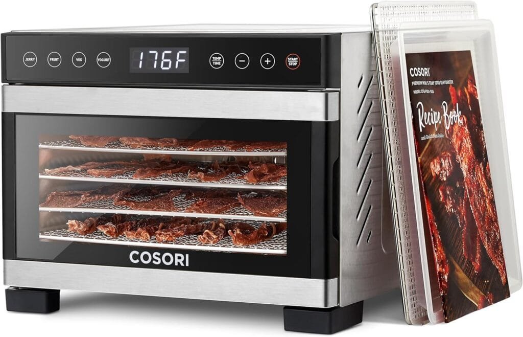 COSORI Food Dehydrator for Jerky, 176°F Temperature Control, 5 Stainless Steel Trays Dryer Machine, 4 Presets, 48H Timer, for Dog Treats, Meat, Fruit, Veggies, Snacks, Recipe Book Included COSORI Food Dehydrator for Jerky, 176°F Temperature Control, 5 Stainless Steel Trays Dryer Machine, 4 Presets, 48H Timer, for Dog Treats, Meat, Fruit, Veggies, Snacks, Recipe Book Included
