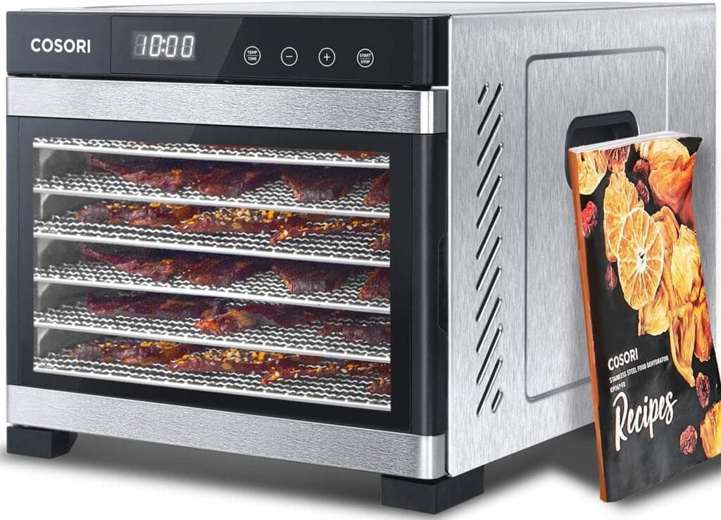 COSORI Food Dehydrator for Jerky, Large Drying Space with 6.48ft², 600W Dehydrated Dryer, 6 Stainless Steel Trays, 48H Timer, 165°F Temperature Control, for Herbs, Meat, Fruit, and Yogurt, Silver COSORI Food Dehydrator for Jerky, Large Drying Space with 6.48ft², 600W Dehydrated Dryer, 6 Stainless Steel Trays, 48H Timer, 165°F Temperature Control, for Herbs, Meat, Fruit, and Yogurt, Silver