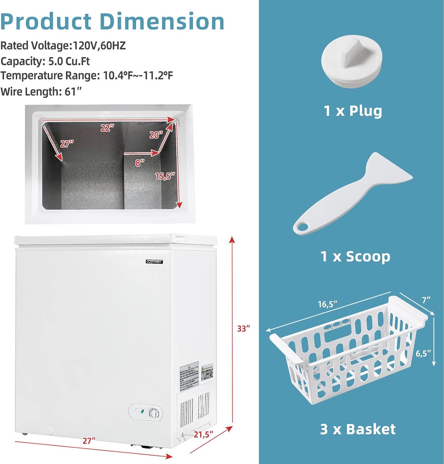 costway-chest-freezer-70-cuft-upright-single-door-refrigerator-with-4-removable-baskets-compact-freezer-with-manual-defr - Cooking Appliance World