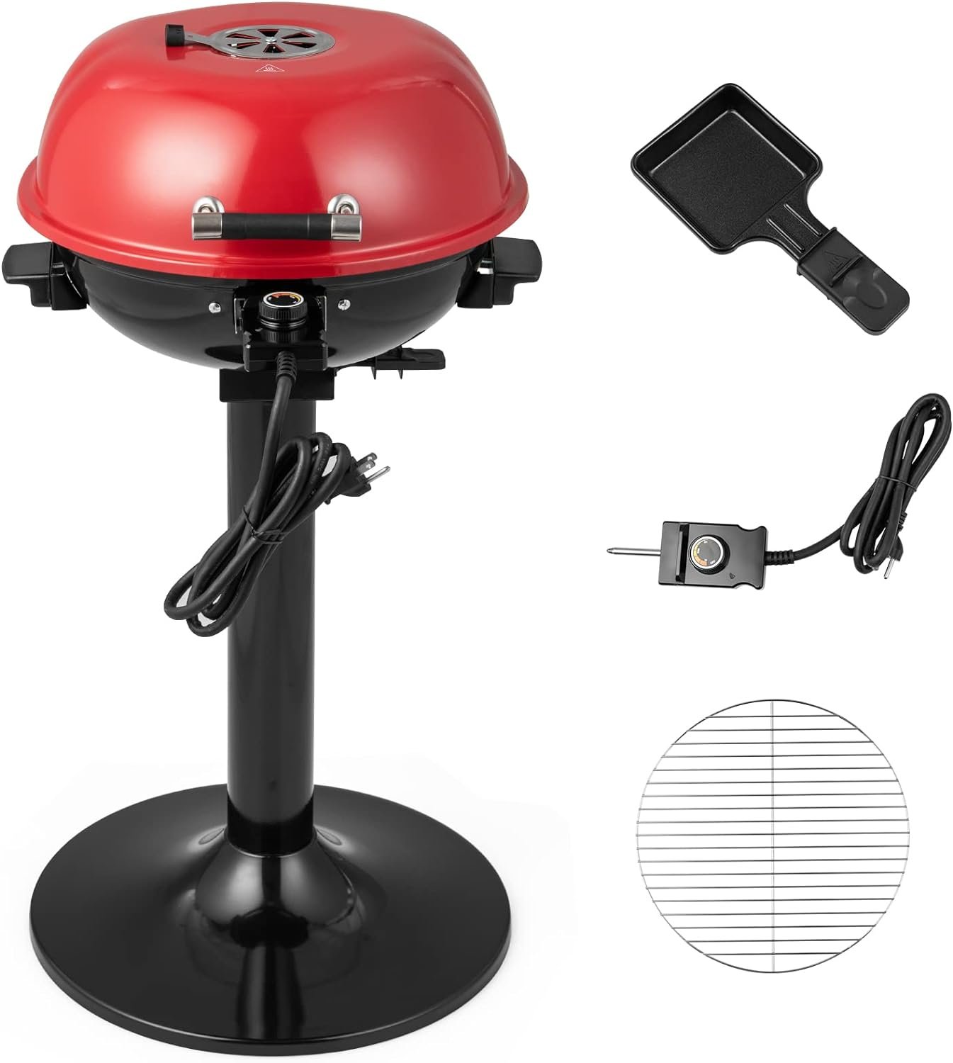 COSTWAY Electric BBQ Grill, Portable Grill with Metal Cooking Grilling Rack, Detachable Temperature Control  Removable Grease Collector, Outdoor Freestanding Grill for Camping Tailgating (Red) COSTWAY Electric BBQ Grill, Portable Grill with Metal Cooking Grilling Rack, Detachable Temperature Control  Removable Grease Collector, Outdoor Freestanding Grill for Camping Tailgating (Red)