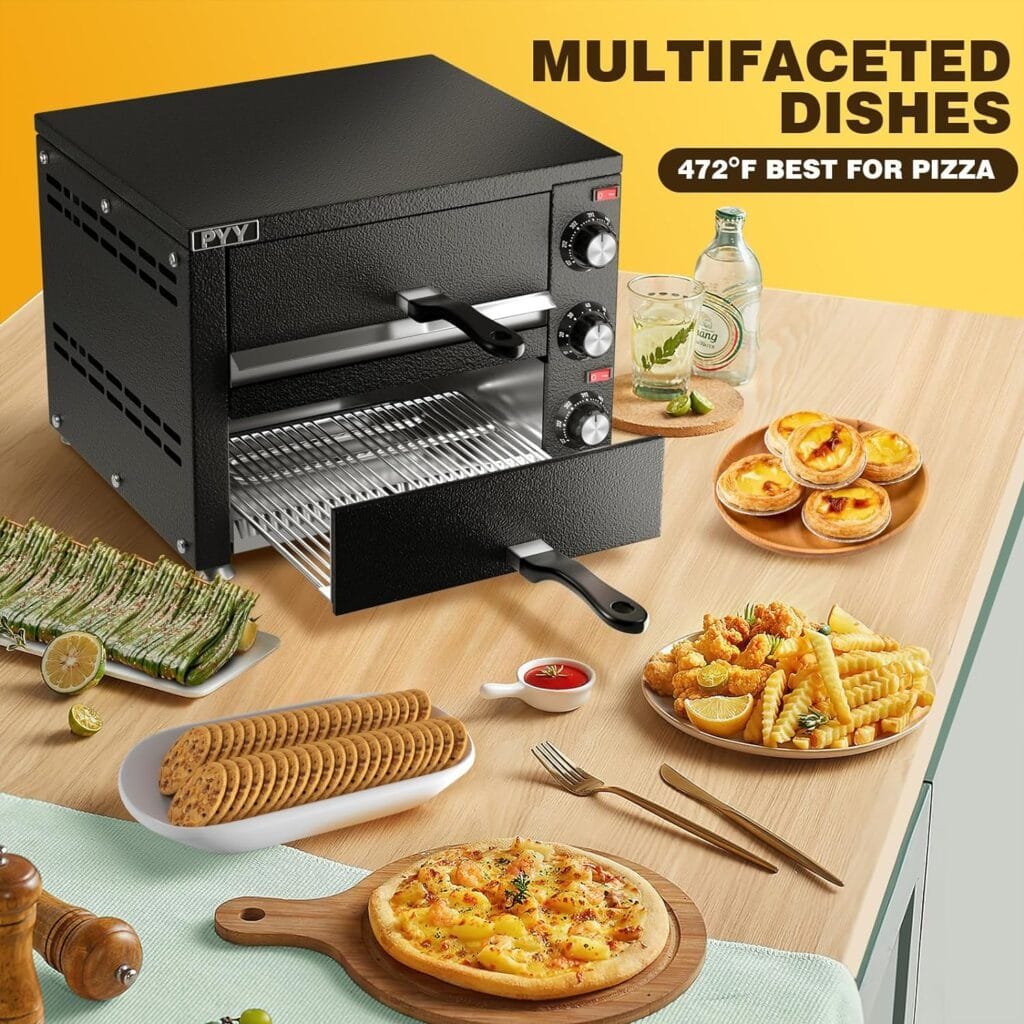 Countertop Pizza Oven Electric Indoor Pizza Oven Commercial PYY Stainless Steel 2-Layers Pizza Cooker with Timer for Home Restaurant