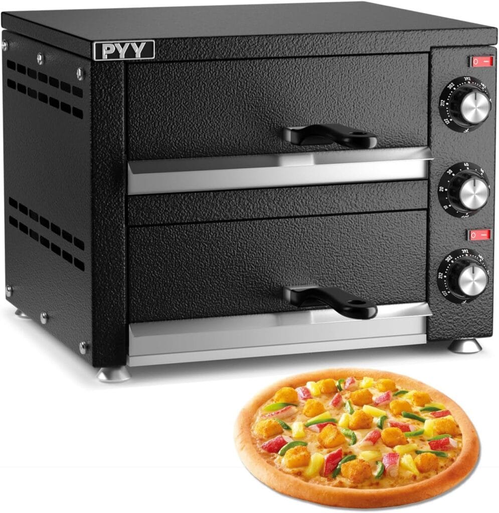 Countertop Pizza Oven Electric Indoor Pizza Oven Commercial PYY Stainless Steel 2-Layers Pizza Cooker with Timer for Home Restaurant