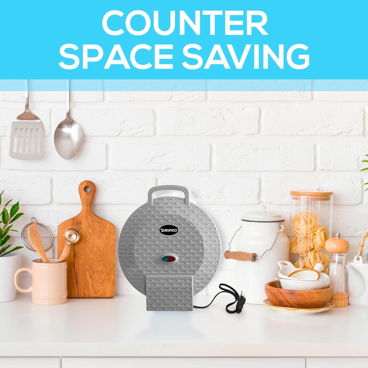 Courant Pizza Maker 12 inch Pizzas Machine, Newly improved Cool-touch Handle Non-Stick plates Pizza oven  Calzone Maker, Electric Countertop Oven for Home or School, 12” Indoor Grill/Griddle, Black