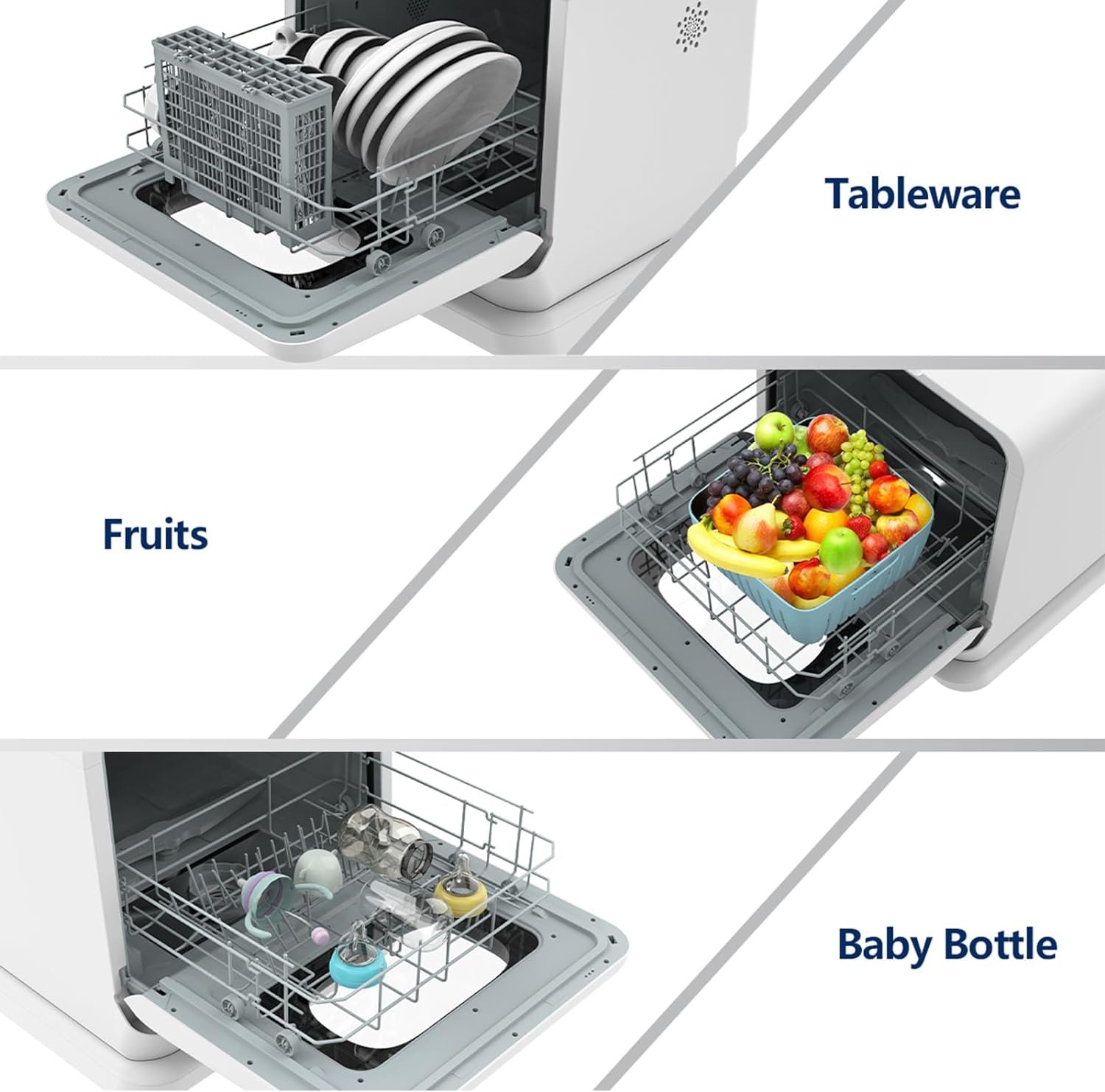 COWSAR Countertop Dishwasher with 2 Gallons Built-in Water Tank, 6 Washing Modes, 360° Dual Spray, 167℉  Air-Dry Function Portable Dishwasher Suit for RVs, Kitchens, Small Apartments, Office