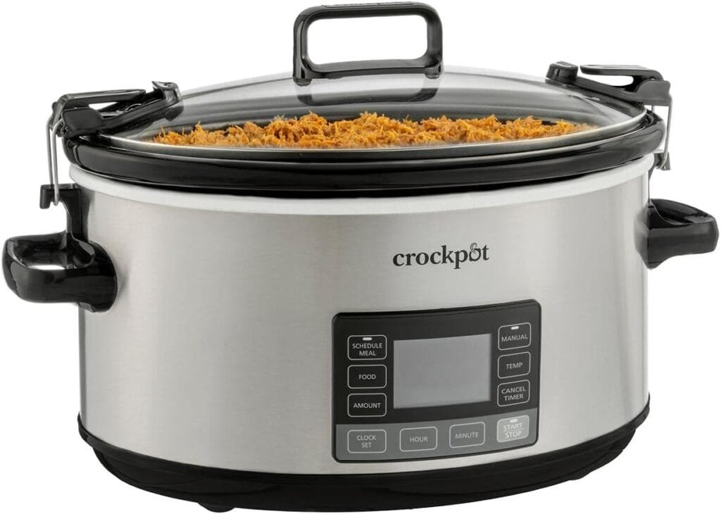 Crock-Pot 7 Quart Portable Programmable Slow Cooker with Timer and Locking Lid, Stainless Steel Crock-Pot 7 Quart Portable Programmable Slow Cooker with Timer and Locking Lid, Stainless Steel