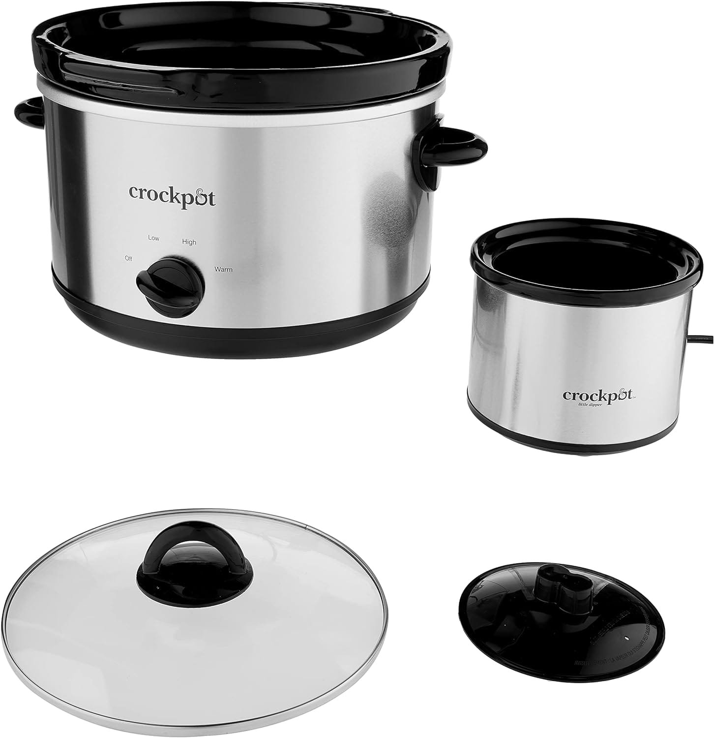 Crock-Pot SCR503SP 5-Quart Smudgeproof Round Manual Slow Cooker with Dipper, Silver