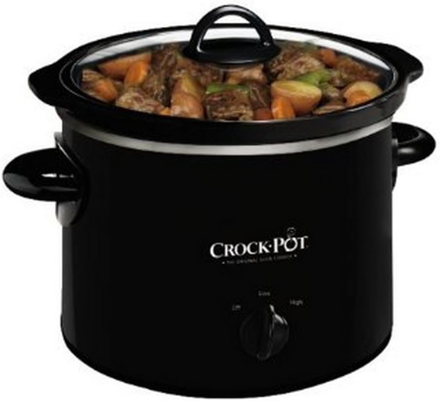 Crock-Pot Small 2 Quart Round Manual Slow Cooker, Black (SCR200-B)