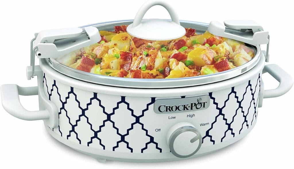 Crock-Pot Small 2.5 Quart Casserole Slow Cooker, White/Blue