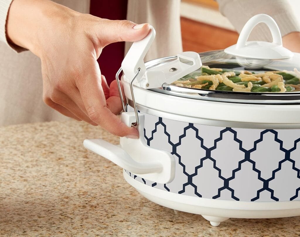 Crock-Pot Small 2.5 Quart Casserole Slow Cooker, White/Blue