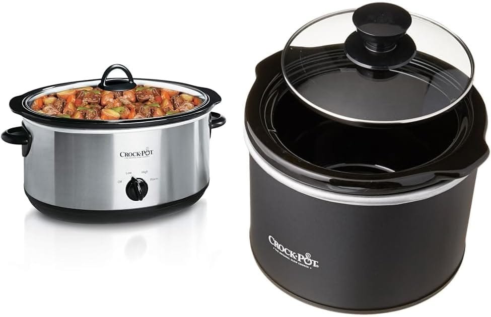 Crock-Pot Small 3 Quart Round Manual Slow Cooker, Stainless Steel and Black (SCR300-SS) Crock-Pot Small 3 Quart Round Manual Slow Cooker, Stainless Steel and Black (SCR300-SS)