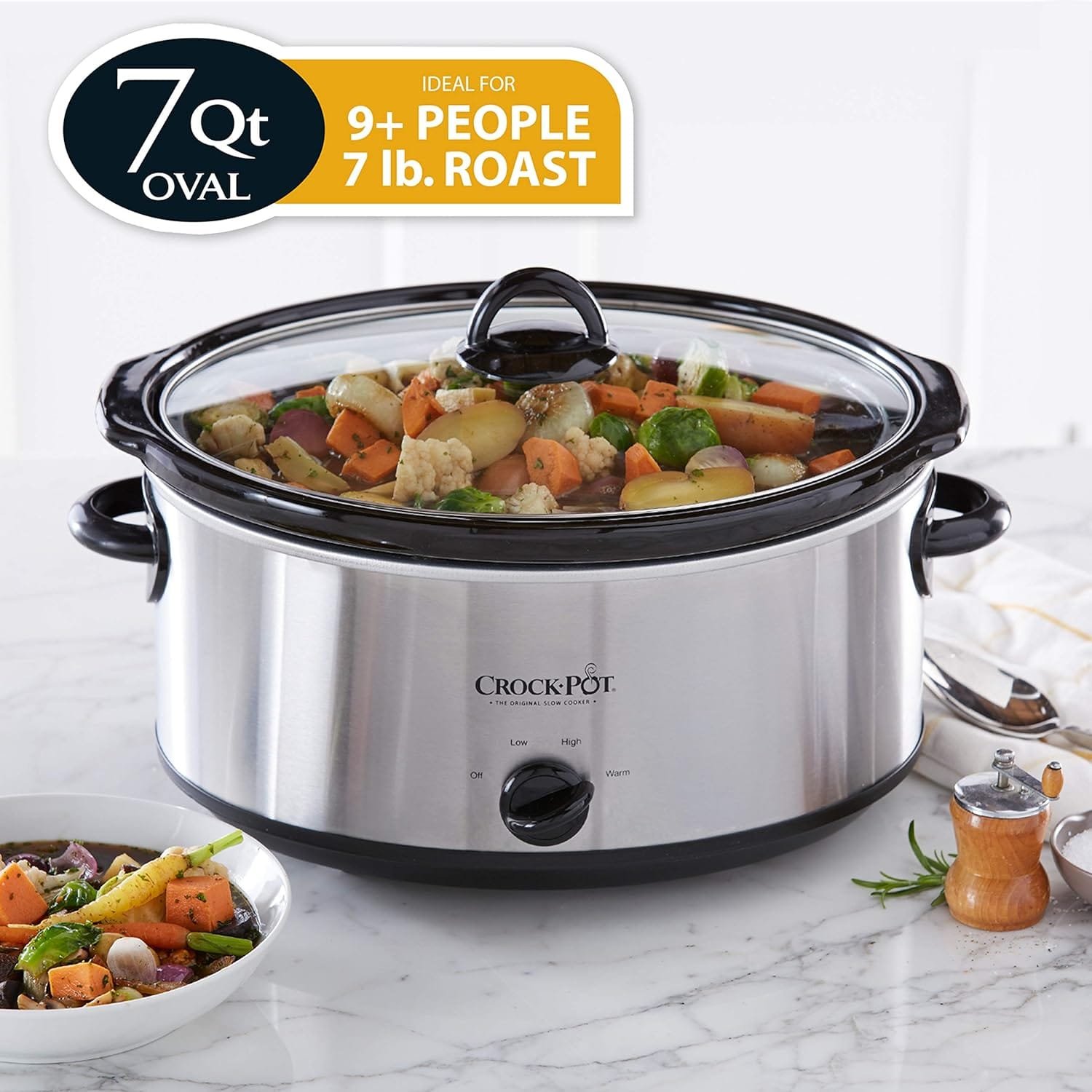 Crock-Pot Small 3 Quart Round Manual Slow Cooker, Stainless Steel and Black (SCR300-SS) Crock-Pot Small 3 Quart Round Manual Slow Cooker, Stainless Steel and Black (SCR300-SS)