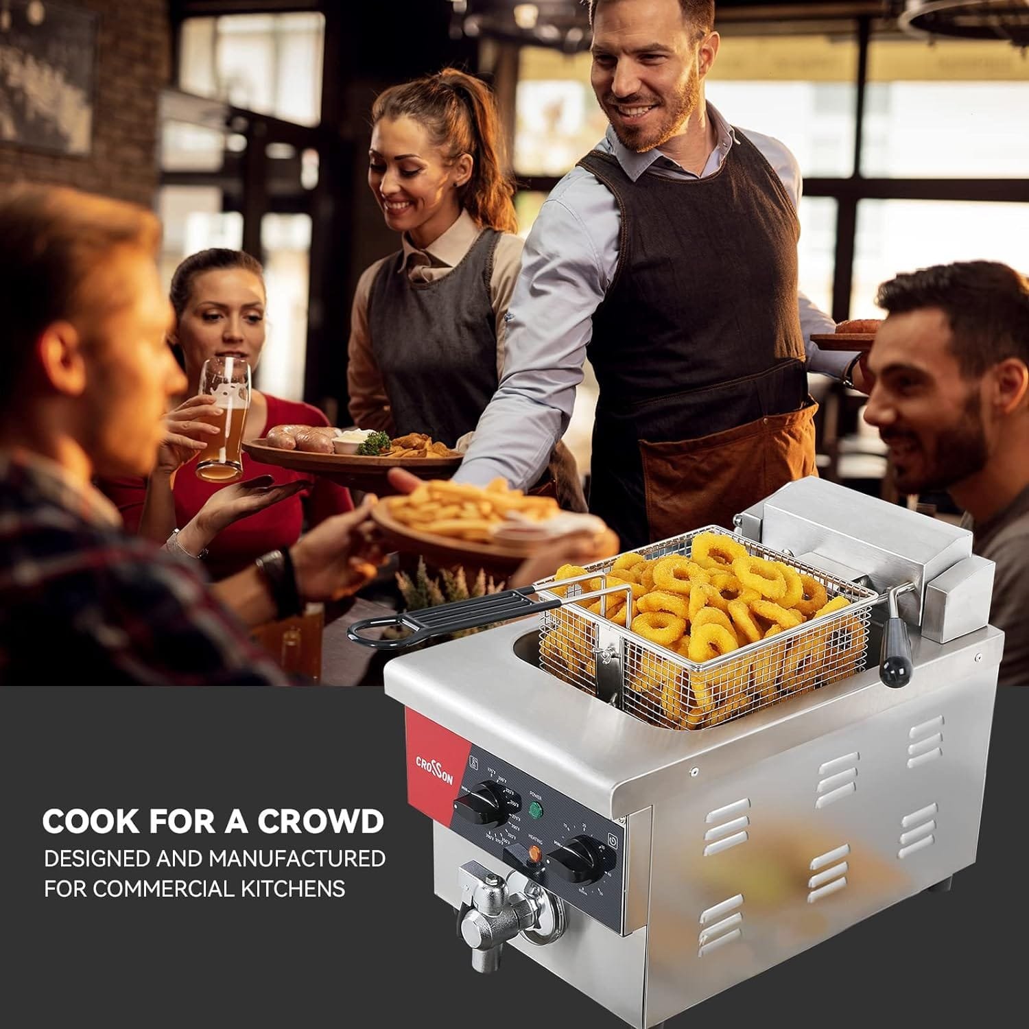 crosson-12l-dual-tank-countertop-electric-deep-fryer-with-drainsolid-basket-and-lid-for-restaurant-and-home-use-120v3600 - Cooking Appliance World