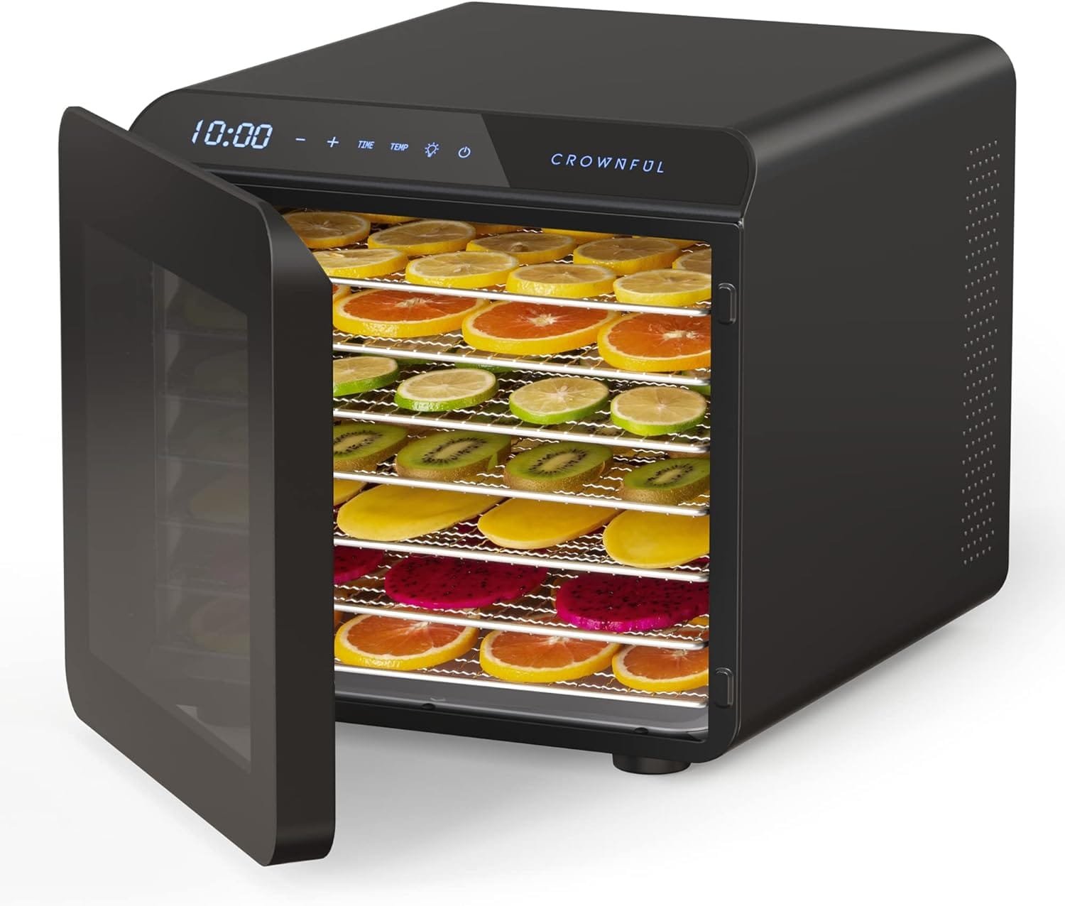 CROWNFUL Food Dehydrator Machine, 7 Stainless Steel Trays, 600W Dehydrated Dryer, Adjustable Timer and Temperature Control, Dryer for Jerky, Fruit, Meat, Herbs Yogurt, 30+ Free Online Recipes, Black CROWNFUL Food Dehydrator Machine, 7 Stainless Steel Trays, 600W Dehydrated Dryer, Adjustable Timer and Temperature Control, Dryer for Jerky, Fruit, Meat, Herbs Yogurt, 30+ Free Online Recipes, Black