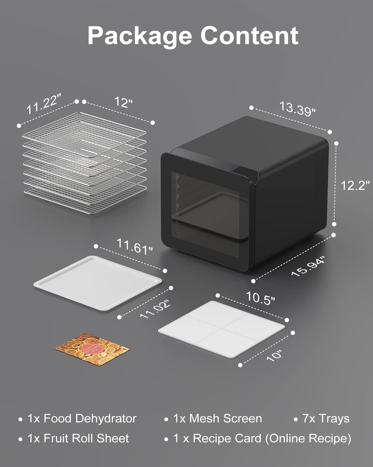 CROWNFUL Food Dehydrator Machine, 7 Stainless Steel Trays, 600W Dehydrated Dryer, Adjustable Timer and Temperature Control, Dryer for Jerky, Fruit, Meat, Herbs Yogurt, 30+ Free Online Recipes, Black CROWNFUL Food Dehydrator Machine, 7 Stainless Steel Trays, 600W Dehydrated Dryer, Adjustable Timer and Temperature Control, Dryer for Jerky, Fruit, Meat, Herbs Yogurt, 30+ Free Online Recipes, Black