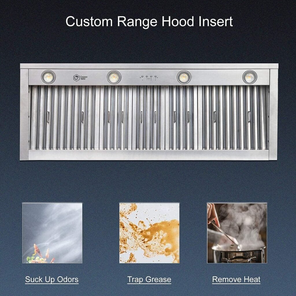 CT Copper Tailor Built-in Range Hood Insert Vent 48 Inch, 1150 CFM with 4-Speed Fan, LED Light, Dishwasher-safe Baffle Filter,Stainless Steel CT Copper Tailor Built-in Range Hood Insert Vent 48 Inch, 1150 CFM with 4-Speed Fan, LED Light, Dishwasher-safe Baffle Filter,Stainless Steel