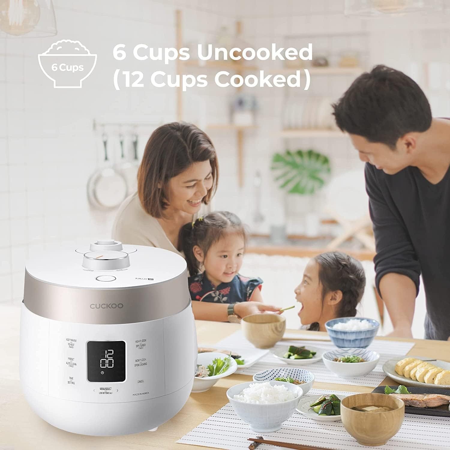 CUCKOO CRP-ST0609F | 6-Cup/1.5-Quart (Uncooked) Twin Pressure Rice Cooker  Warmer | 12 Menu Options: High/Non-Pressure Steam  More, Made in Korea | WHITE (6 CUP)