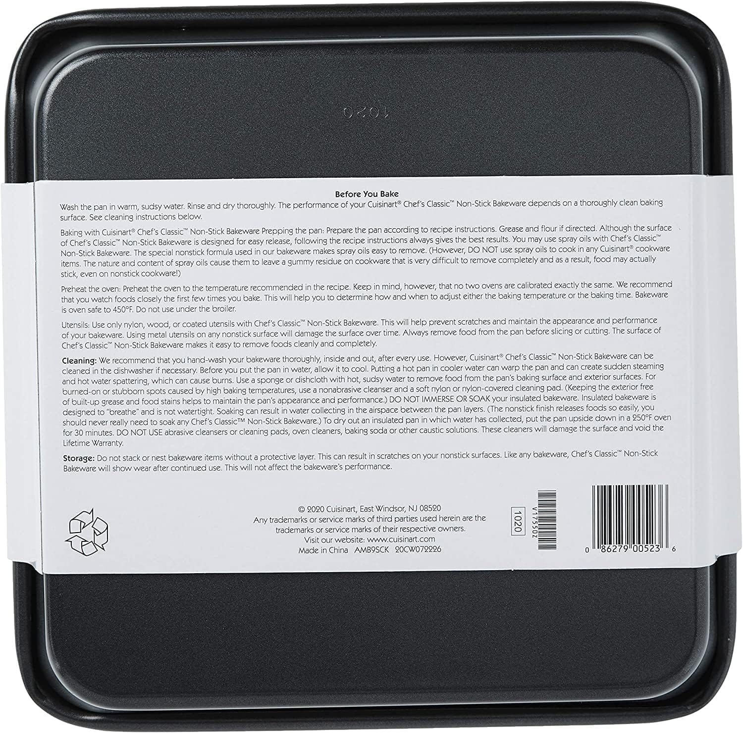 Cuisinart 9-Inch Chefs Classic Nonstick Bakeware Square Cake Pan, Silver