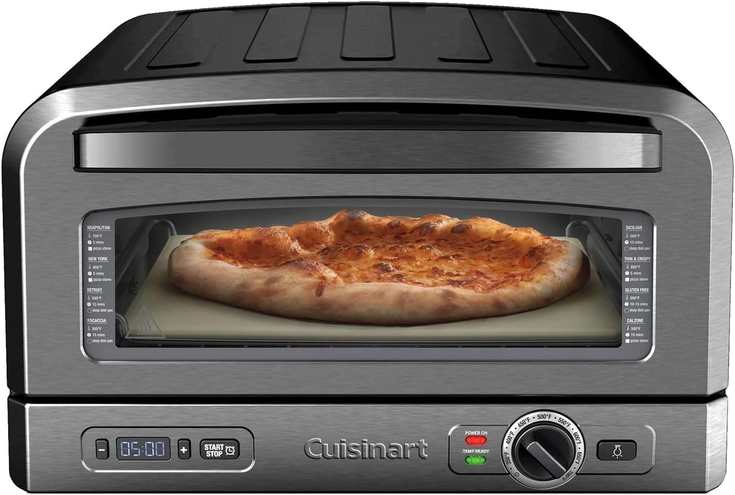 Cuisinart Indoor Pizza Oven, Portable Countertop Pizza Oven that Bakes 12 Pizzas in Minutes, Black Stainless Steel, CPZ-120BKS Cuisinart Indoor Pizza Oven, Portable Countertop Pizza Oven that Bakes 12 Pizzas in Minutes, Black Stainless Steel, CPZ-120BKS