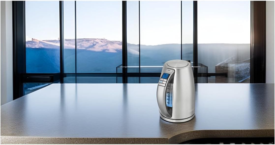 Cuisinart PerfecTemp 1.7-Liter 1500-Watt Stainless Steel Cordless Programmable Kettle with Six Presets, Stay-Cool Handle, and 360-Degree Swivel Power Base With LED display